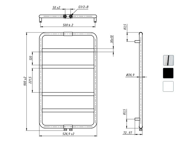 полотенцесушитель GROTA TONDO 527х900