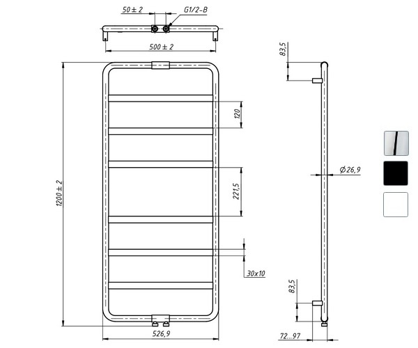 полотенцесушитель GROTA TONDO 527х1200