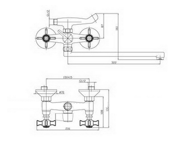 смеситель для ванны HAIBA HB2124