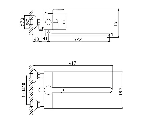 смеситель для ванны HAIBA HB22801