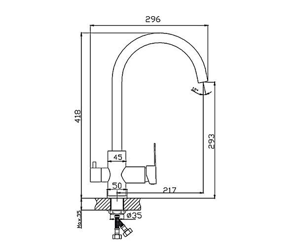 смеситель для кухни HAIBA HB76801 с каналом для питьевой воды