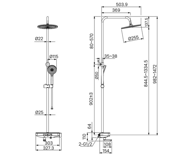 душевая система IDDIS SHELFY