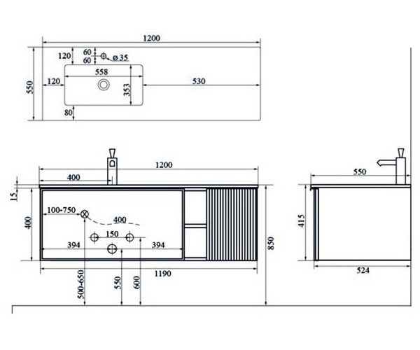тумба с раковиной BC-9015 120