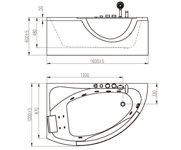 ванна акриловая ORANS BT-62110 160х100