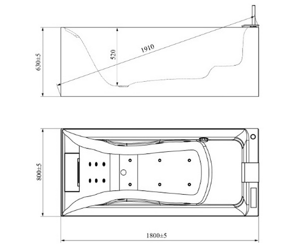ванна акриловая ORANS BT-62131CR 180х80