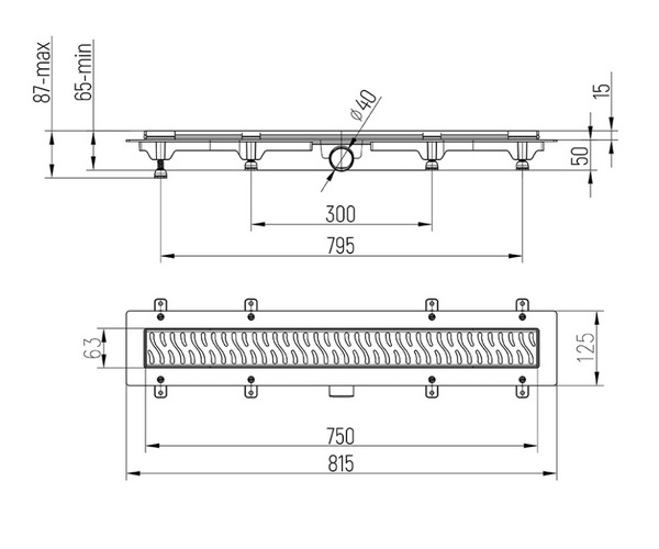 душевой канал PAINI HARMONY 750