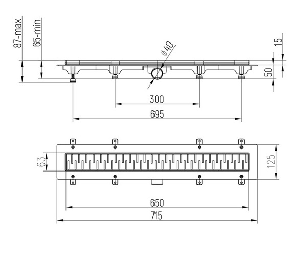 душевой канал PAINI MEDIUM 650