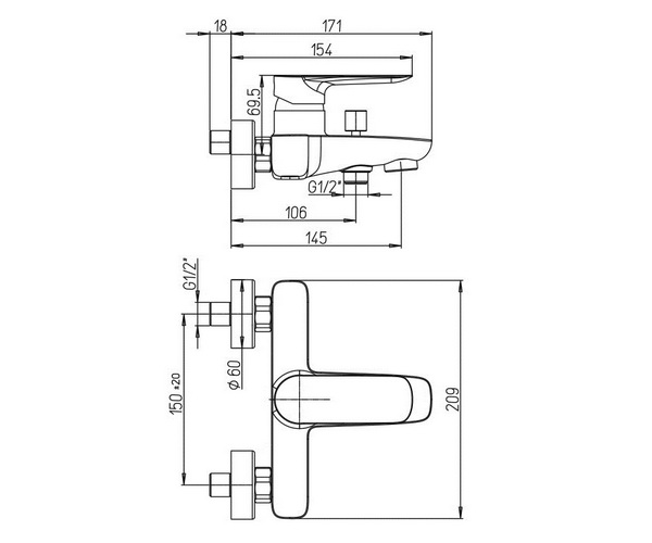 смеситель для ванны PAINI NOVE