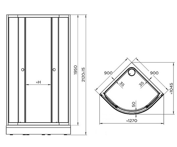 душевое ограждение RADOMIR БЕРГЕН RD 90
