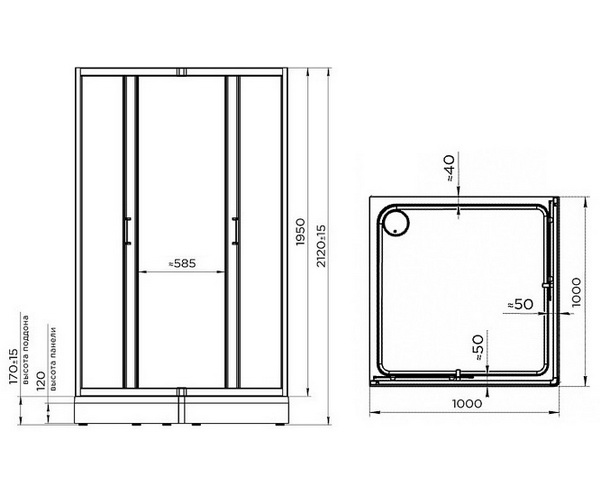 душевое ограждение RADOMIR БЕРГЕН SQ 100