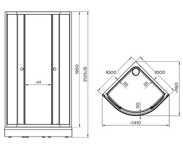 душевое ограждение RADOMIR БЕРГЕН RD 100
