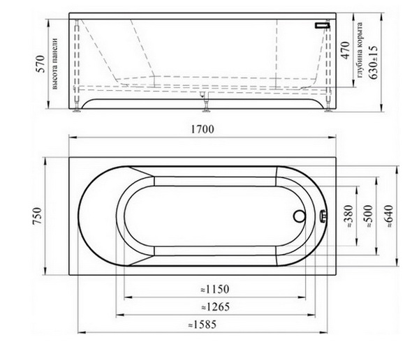 ванна акриловая RADOMIR ВАЛЬС 170х75