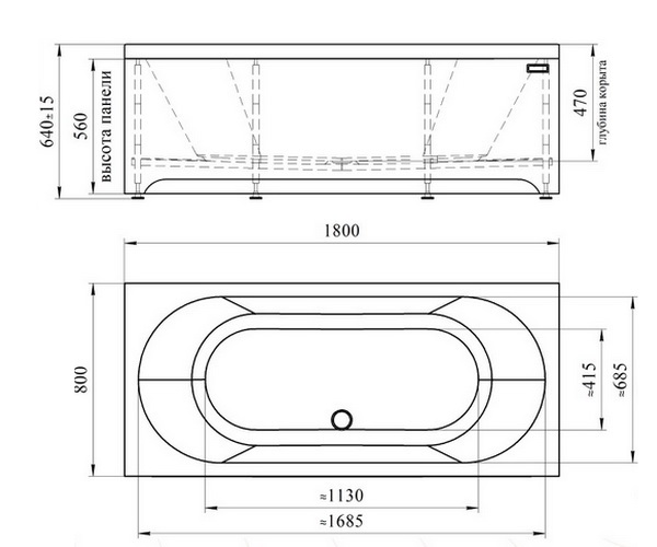 ванна акриловая RADOMIR ВАЛЬС 180х80