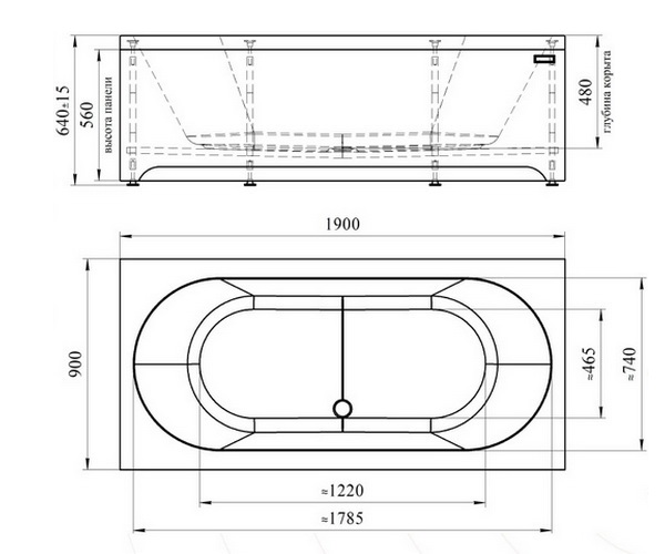 ванна акриловая RADOMIR ВАЛЬС 190х90