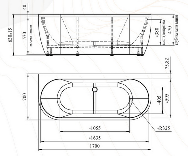 ванна акриловая RADOMIR ВАЛЬС МАКСИ 170х70