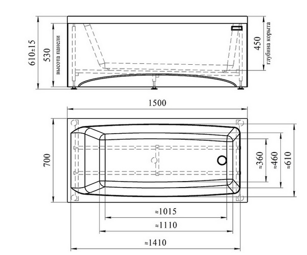 ванна акриловая RADOMIR ВЕСТА 150х70