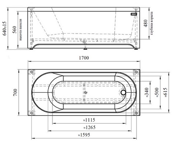 ванна акриловая RADOMIR ВИКТОРИЯ 170х70