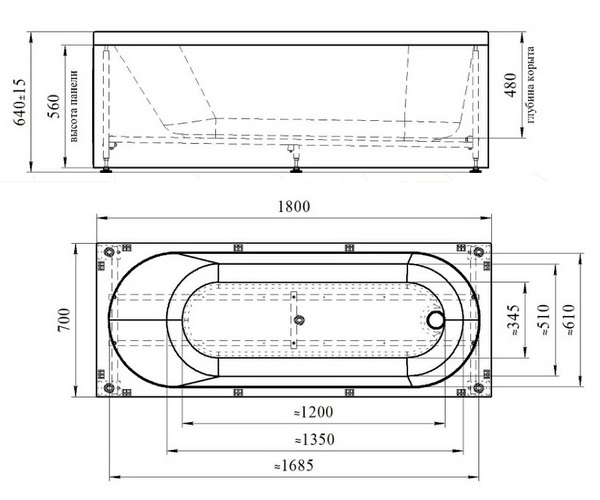 ванна акриловая RADOMIR ВИКТОРИЯ 180х70