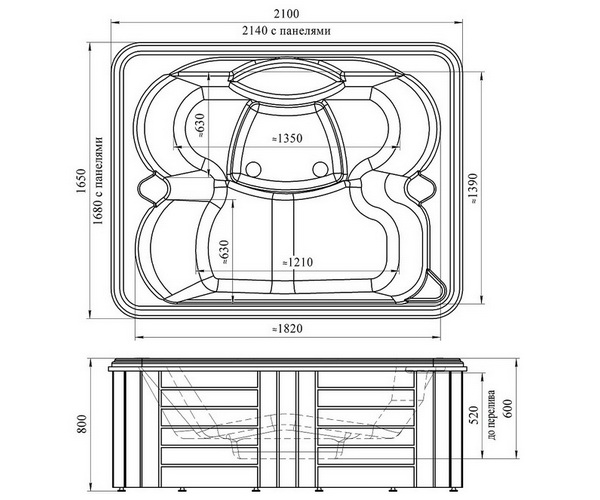 ванна акриловая RADOMIR ДЕЛЮКС 214х168