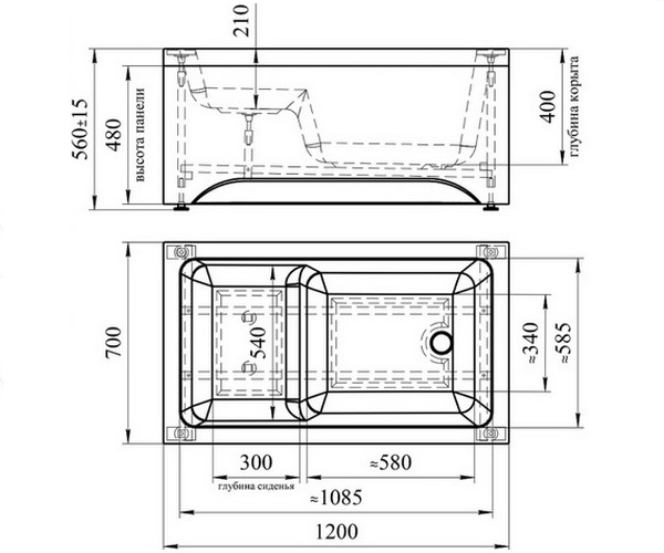 ванна акриловая RADOMIR ДЖОАННА 120х70