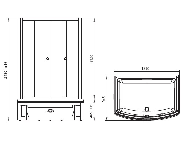 душевое ограждение RADOMIR ДИАНА 139х94
