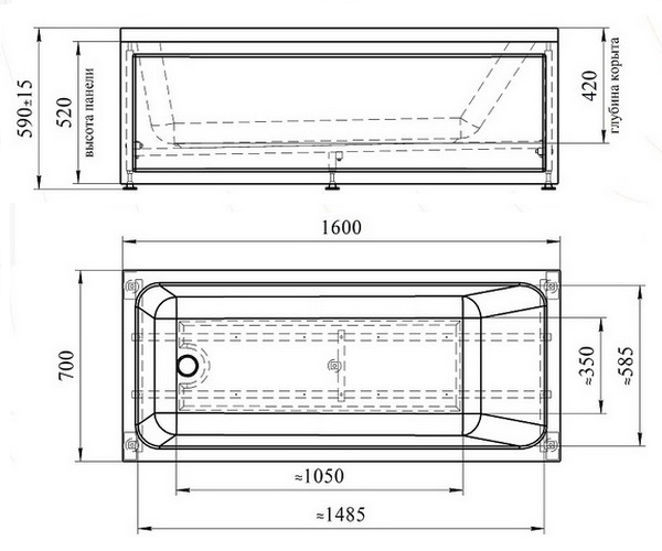 ванна акриловая RADOMIR ДИЖОН 160х70