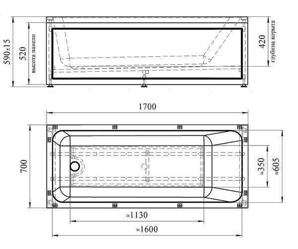 ванна акриловая RADOMIR ДИЖОН 170х70