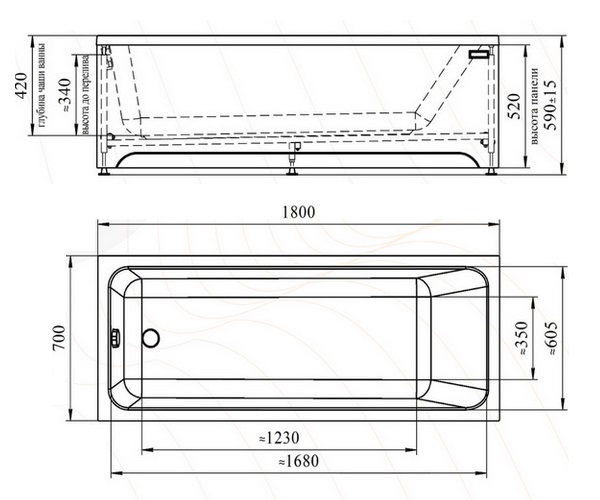 ванна акриловая RADOMIR ДИЖОН 180х70