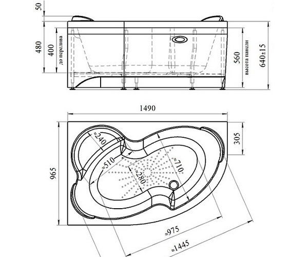 ванна акриловая RADOMIR ИРМА 149х96