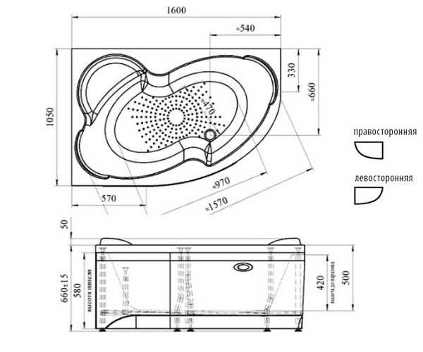 ванна акриловая RADOMIR ИРМА 160х105