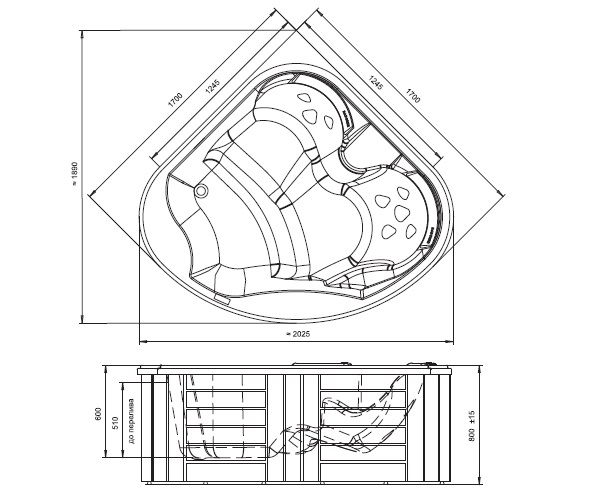 ванна акриловая RADOMIR КОРНЕЛИЯ 170х170