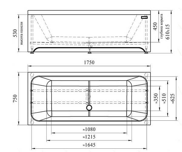 ванна акриловая RADOMIR ПАТРИСИЯ 175х75