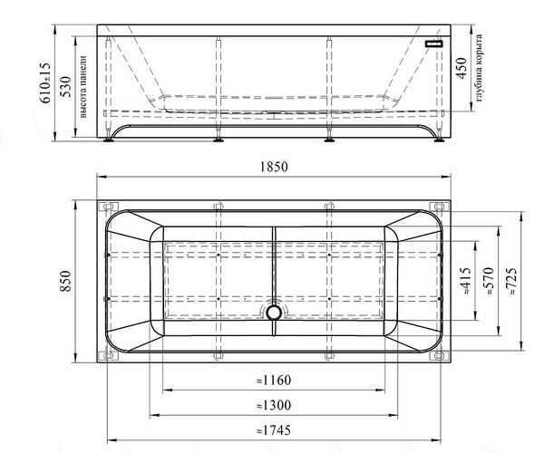 ванна акриловая RADOMIR ПАТРИСИЯ 185х85