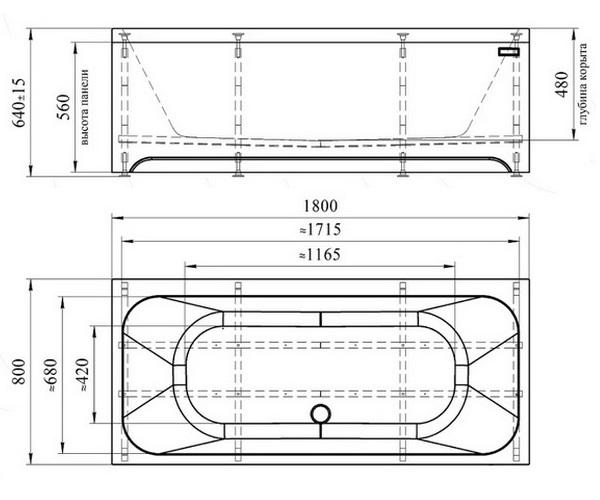 ванна акриловая RADOMIR ПРОВАНС 180х80