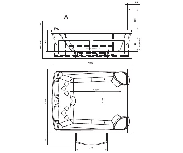ванна акриловая RADOMIR РИМИНИ 190х150