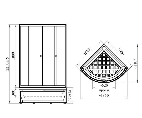 душевое ограждение RADOMIR СОУЛ 100