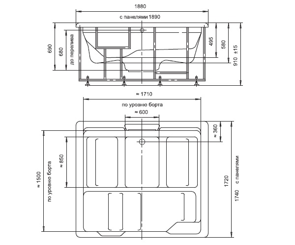 ванна акриловая RADOMIR ЦЕЗАРЬ 189х174