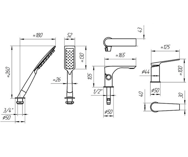 смеситель для ванны RADOMIR ЭДЕЛЬВЕЙС