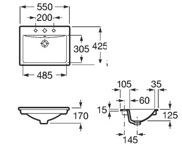раковина ROCA DIVERTA 55
