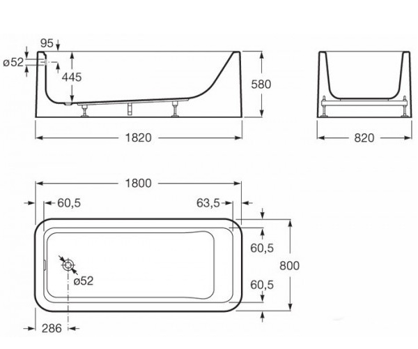 ванна акриловая ROCA ELEMENT 180х80