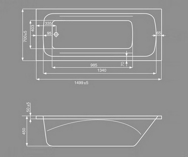 ванна акриловая ROCA LINE 150х70