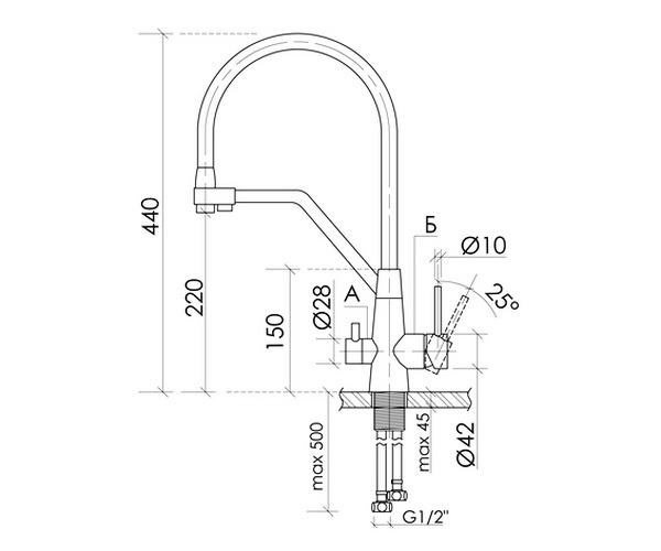 смеситель для кухни SANCOS NOLIA с каналом для питьевой воды