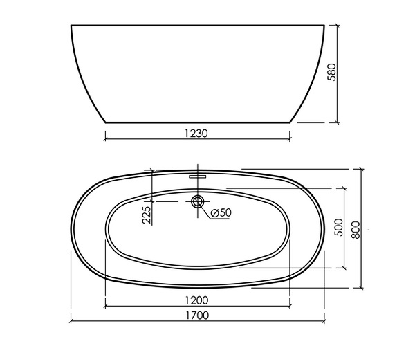 ванна акриловая SANCOS OVAL 170х80