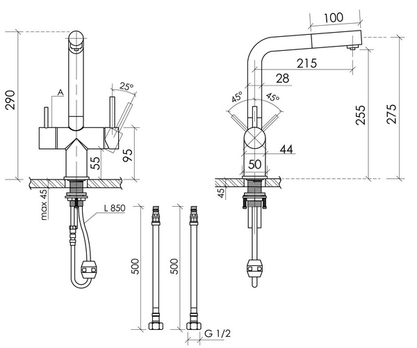 смеситель для кухни SANCOS SPIN с каналом для питьевой воды