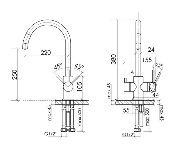 смеситель для кухни SANCOS TAPER с каналом для питьевой воды