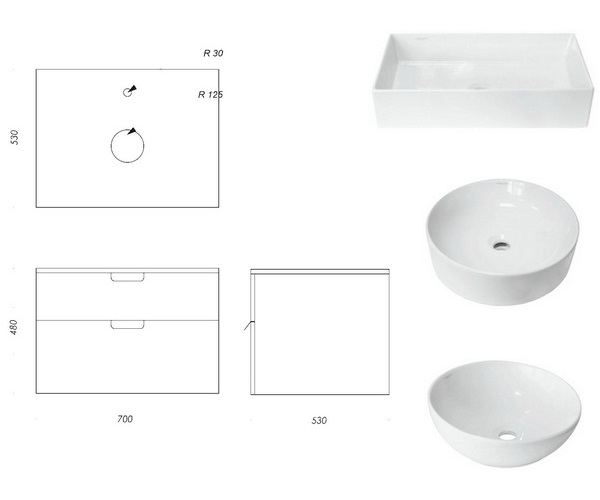 тумба с раковиной SANITA LUXE HOME 70