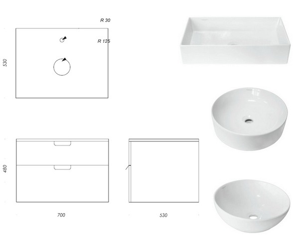 тумба с раковиной SANITA LUXE HOME 70