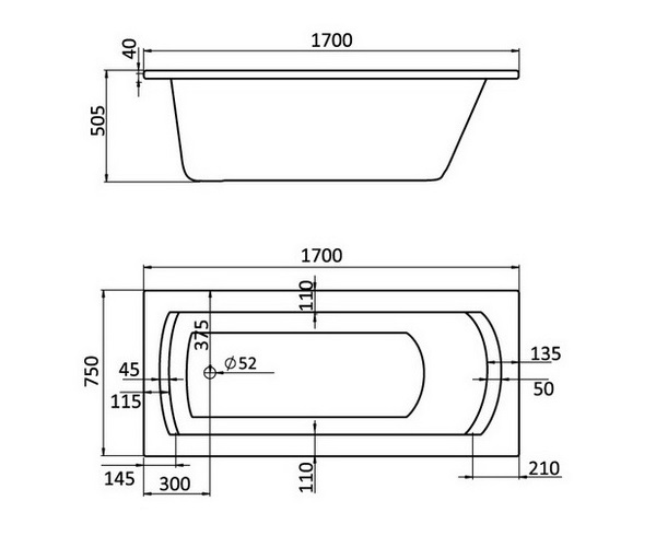 ванна акриловая SANTEK МОНАКО 170х75