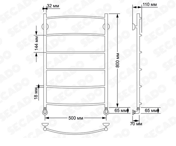 полотенцесушитель SECADO МИЛАН-1 500х800