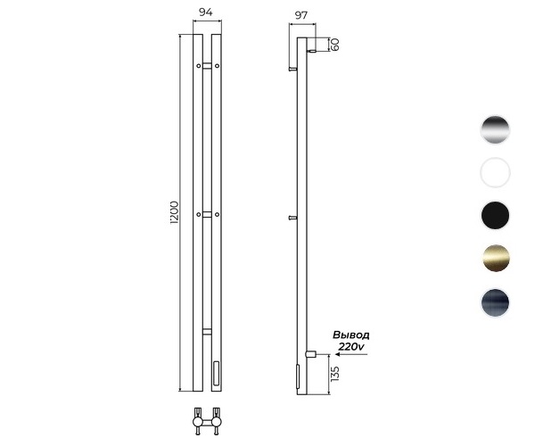 полотенцесушитель TERMINUS DUO круг 1200